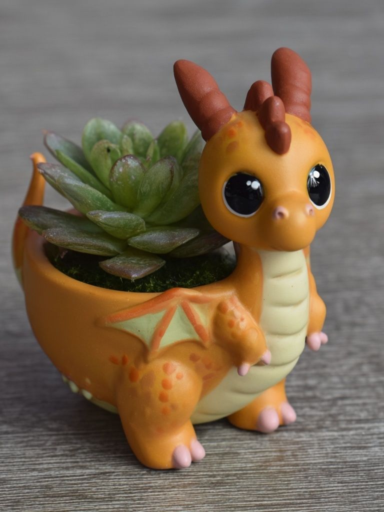Cute Dragon Succulent Photography Poster. poster detail
