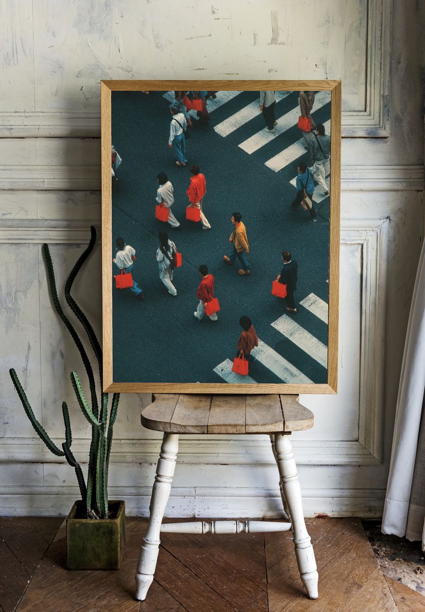 Tokyo Crosswalk Street Photography Poster. room preview