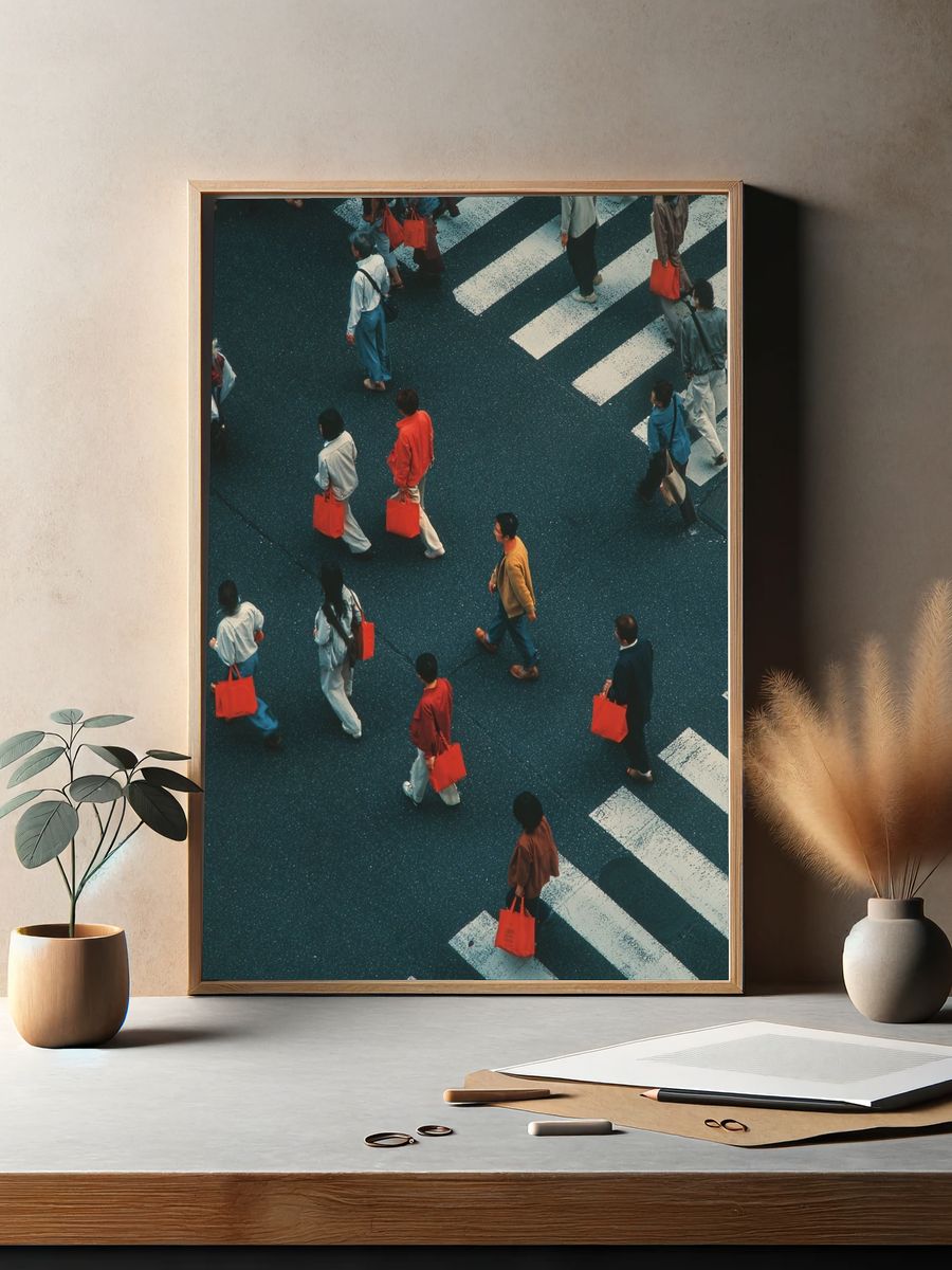 Tokyo Crosswalk Street Photography Poster. — room view 2
