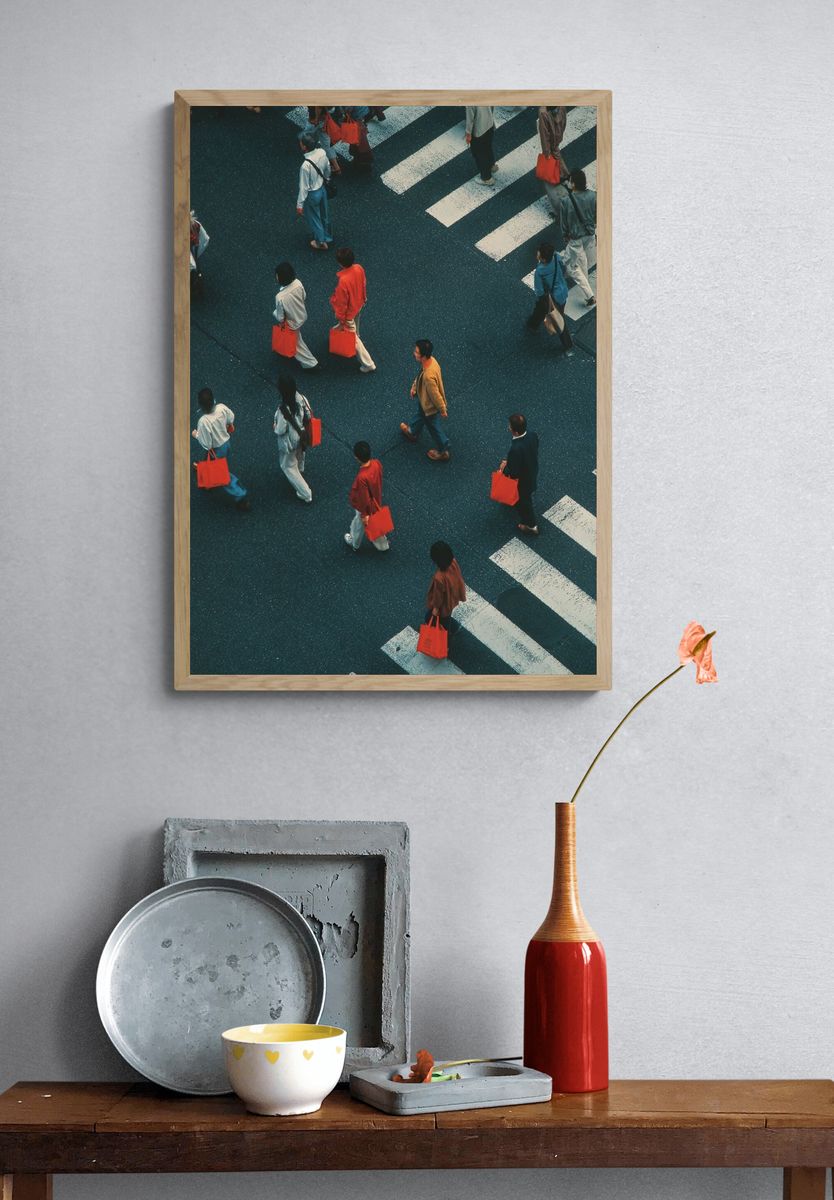 Tokyo Crosswalk Street Photography Poster. — room view 3