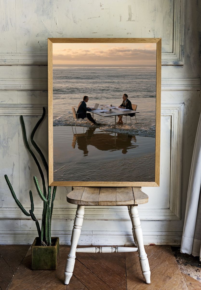 Beachside Meeting Photography Poster. — room view 1
