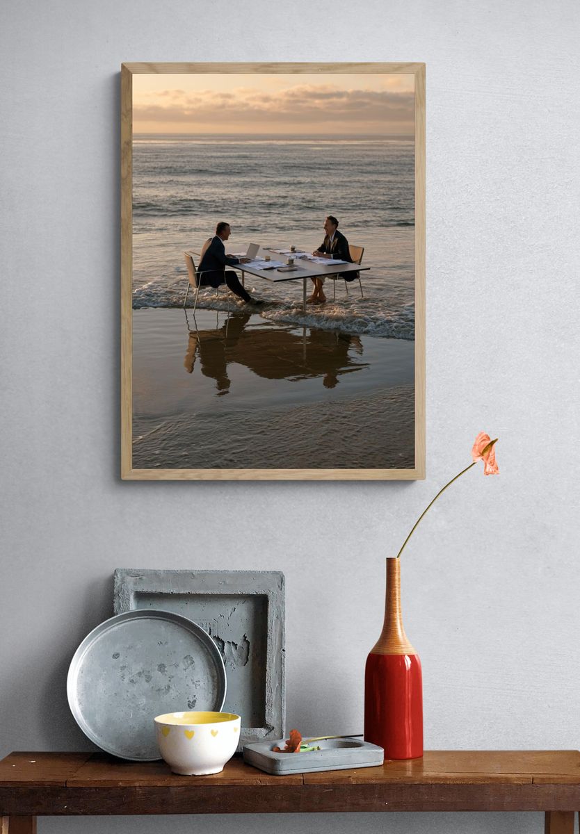 Beachside Meeting Photography Poster. — room view 3