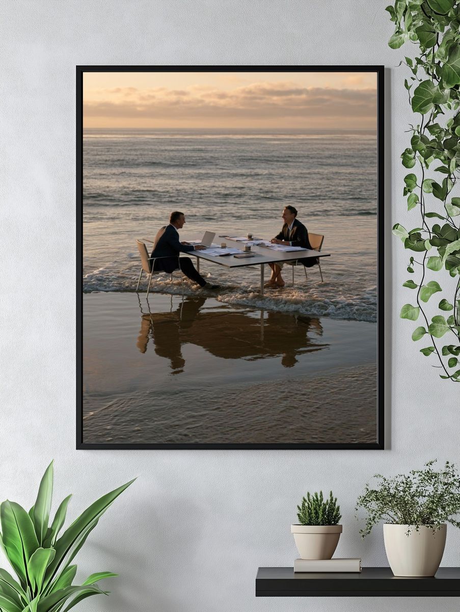Beachside Meeting Photography Poster. — room view 4