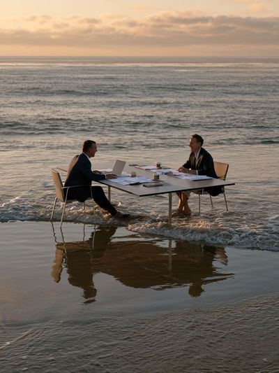 Beachside Meeting Photography Poster.