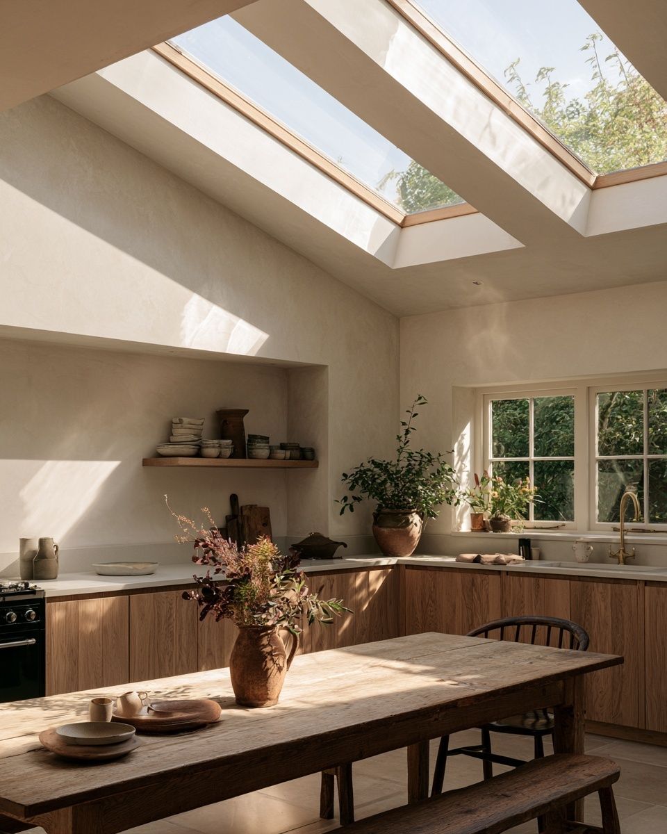 Sunlit Rustic Kitchen Interior Photography Poster. poster — photography art