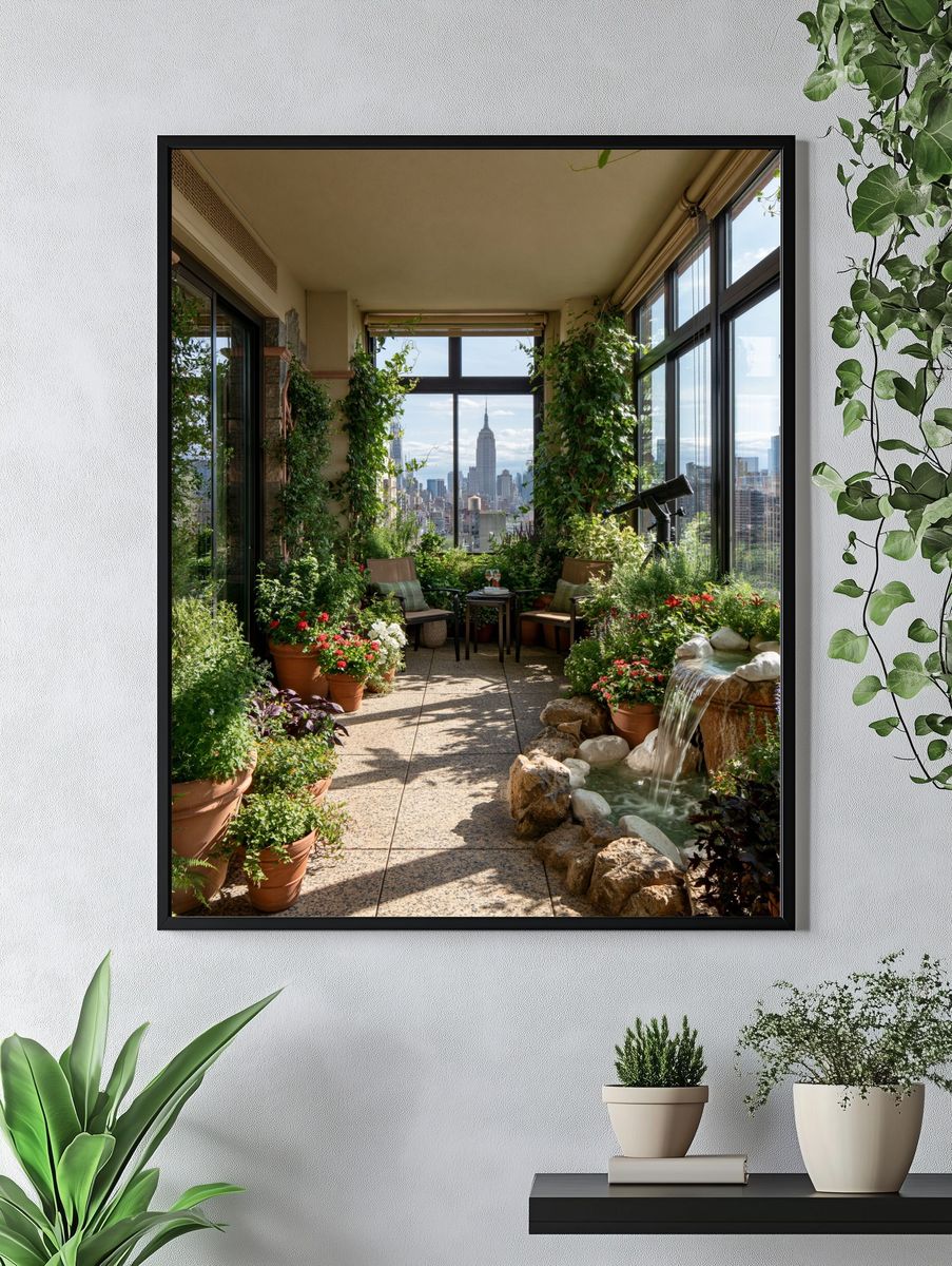 Urban Garden Terrace Photography Poster. — room view 4