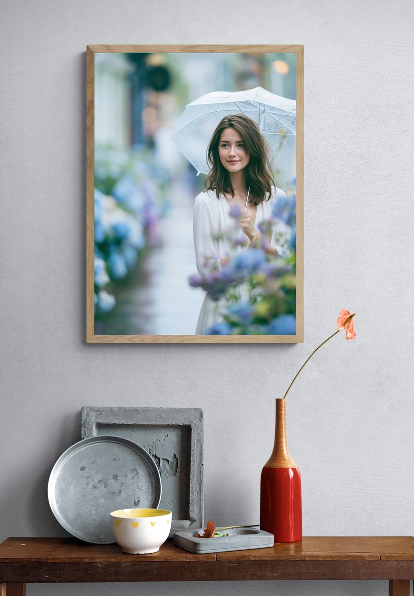 Hydrangea Garden Portrait Print. — room view 3