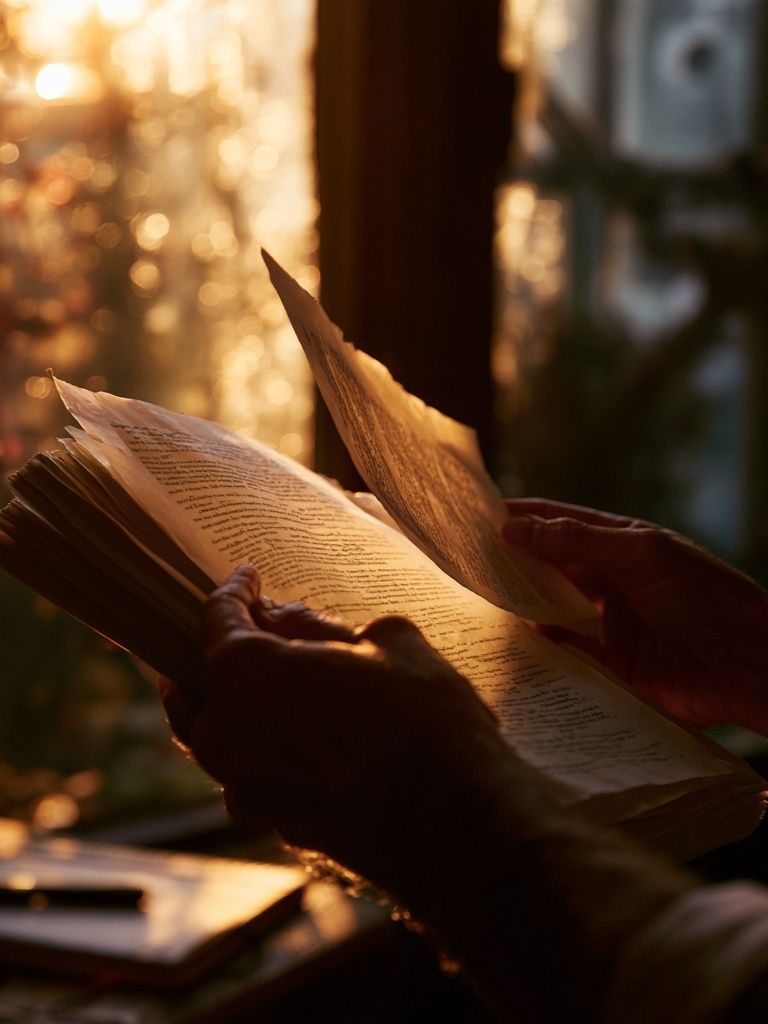 Sunlit Book Reading Photography Poster. poster detail