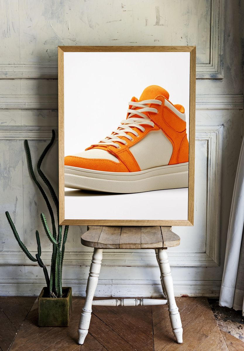 Orange Sneaker Photography Poster. room preview