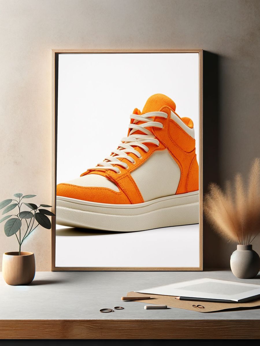 Orange Sneaker Photography Poster. — room view 2