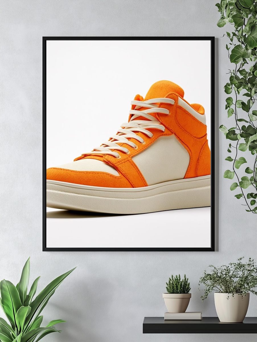Orange Sneaker Photography Poster. — room view 4
