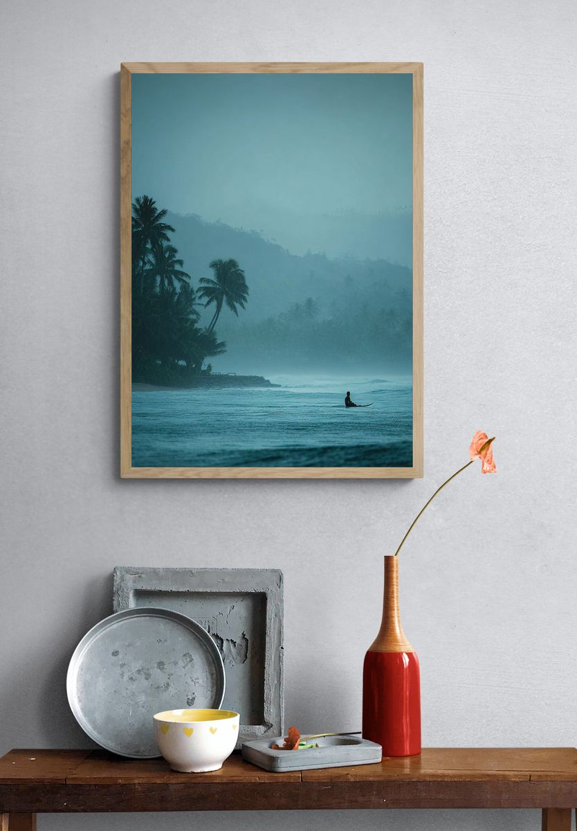 Misty Tropical Surf Landscape Print. — room view 3