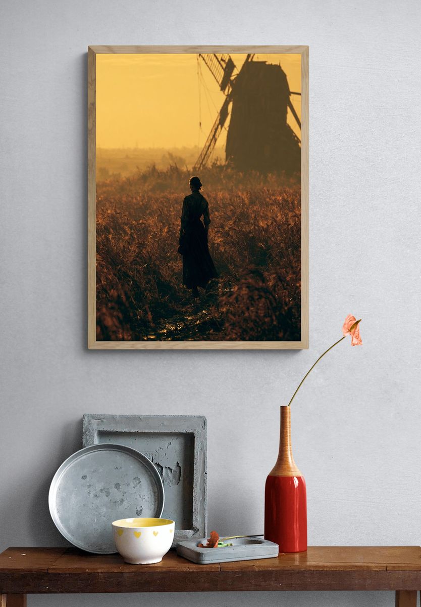 Windmill at Sunset Photography Poster. — room view 3