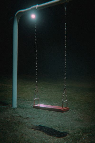 Lonely Swing at Night Photography Poster. poster