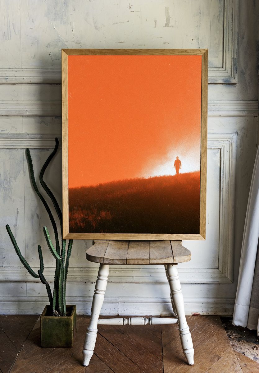 Solitary Figure at Sunset Photography Poster. — room view 1