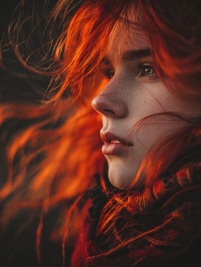 Fiery Red Hair Portrait Print.