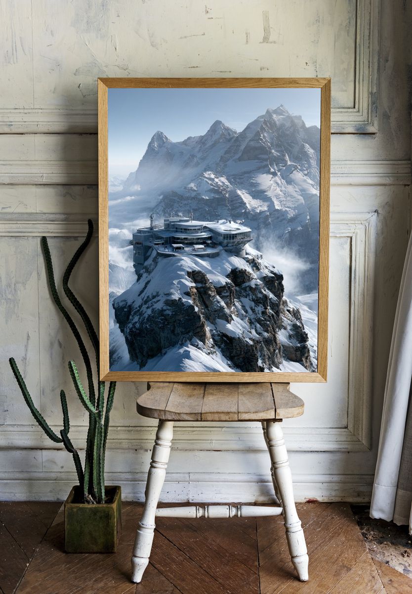 Snowy Mountain Summit — Photography Print. room preview