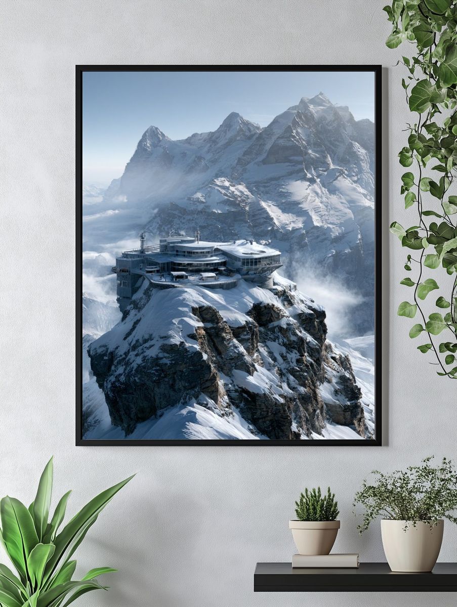 Snowy Mountain Summit — Photography Print. — room view 4