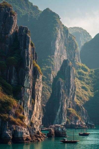 Ha Long Bay Cliffs Photography Poster. poster