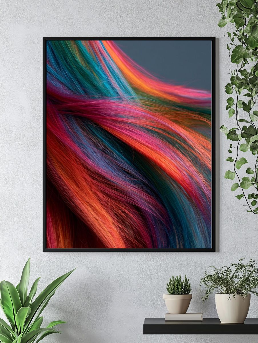 Rainbow Hair Flow Photography Poster. — room view 4