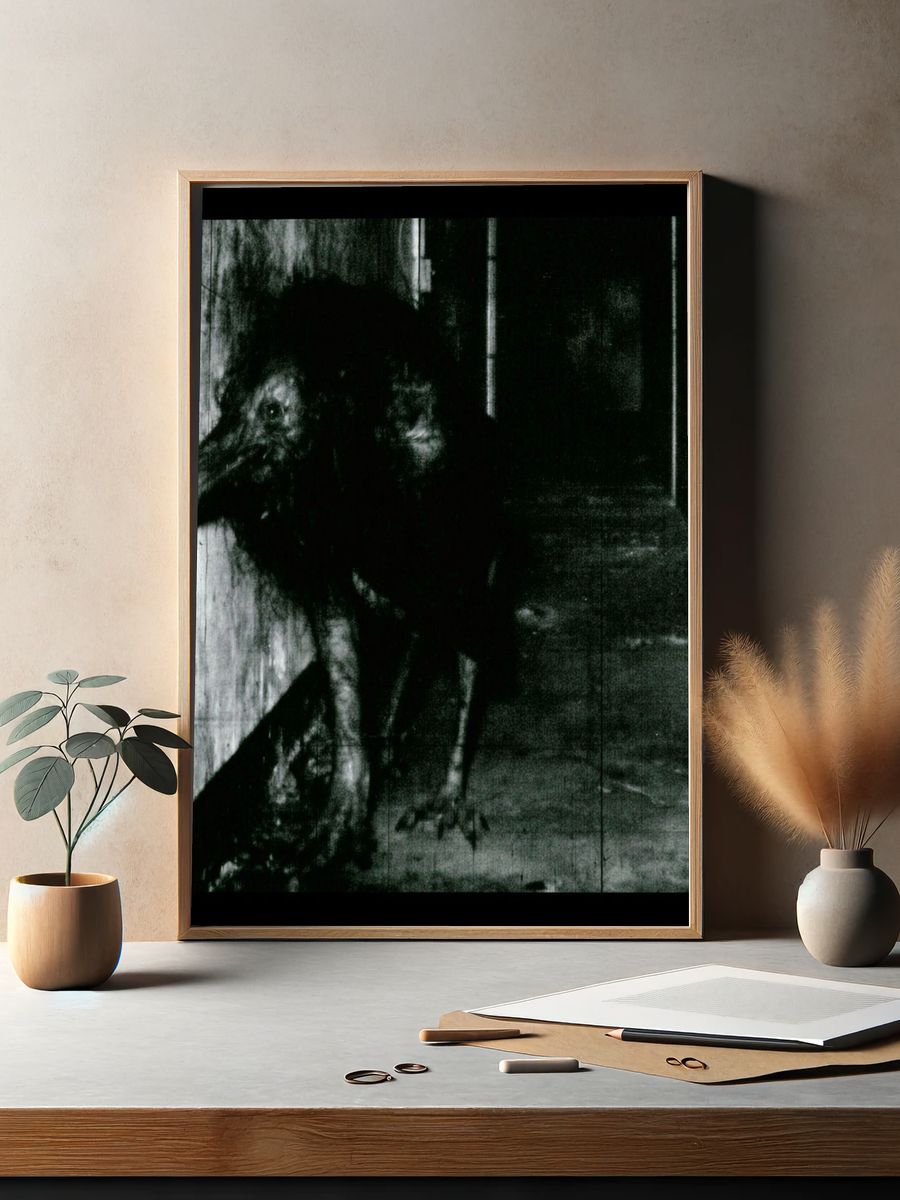 Creepy Bird in Corridor Photography Poster. — room view 2