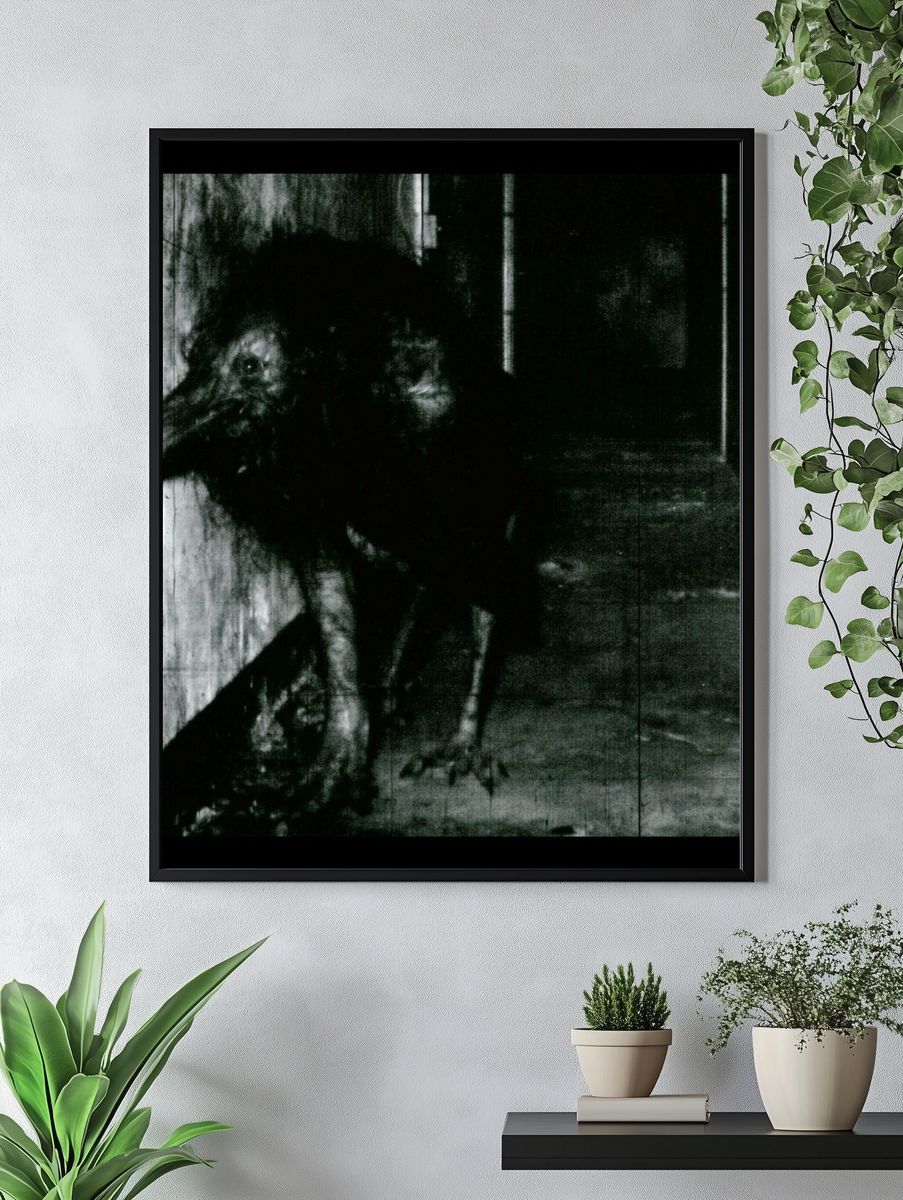 Creepy Bird in Corridor Photography Poster. — room view 4