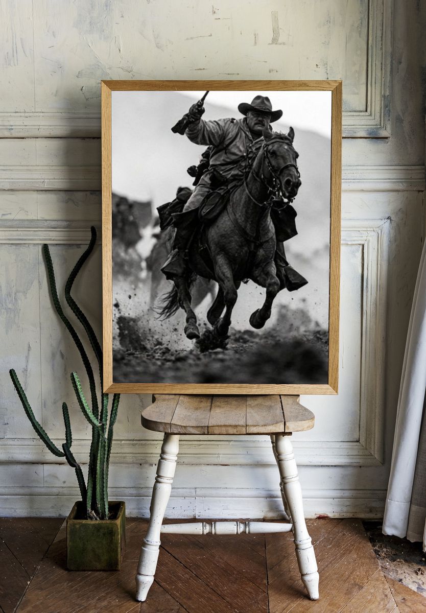 Cowboy Horse Chase Photography Poster. room preview