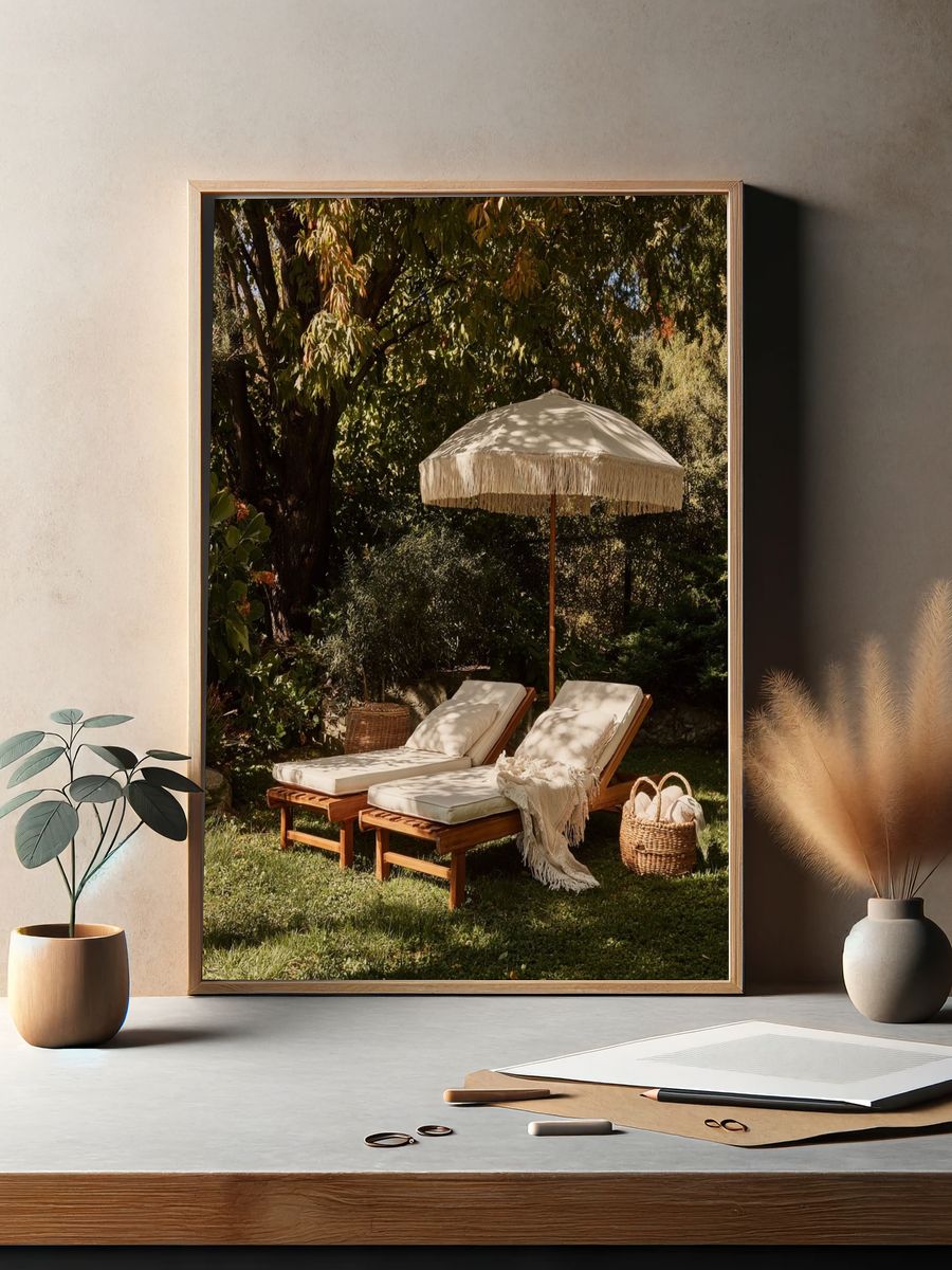 Boho Garden Lounge Photography Poster. — room view 2