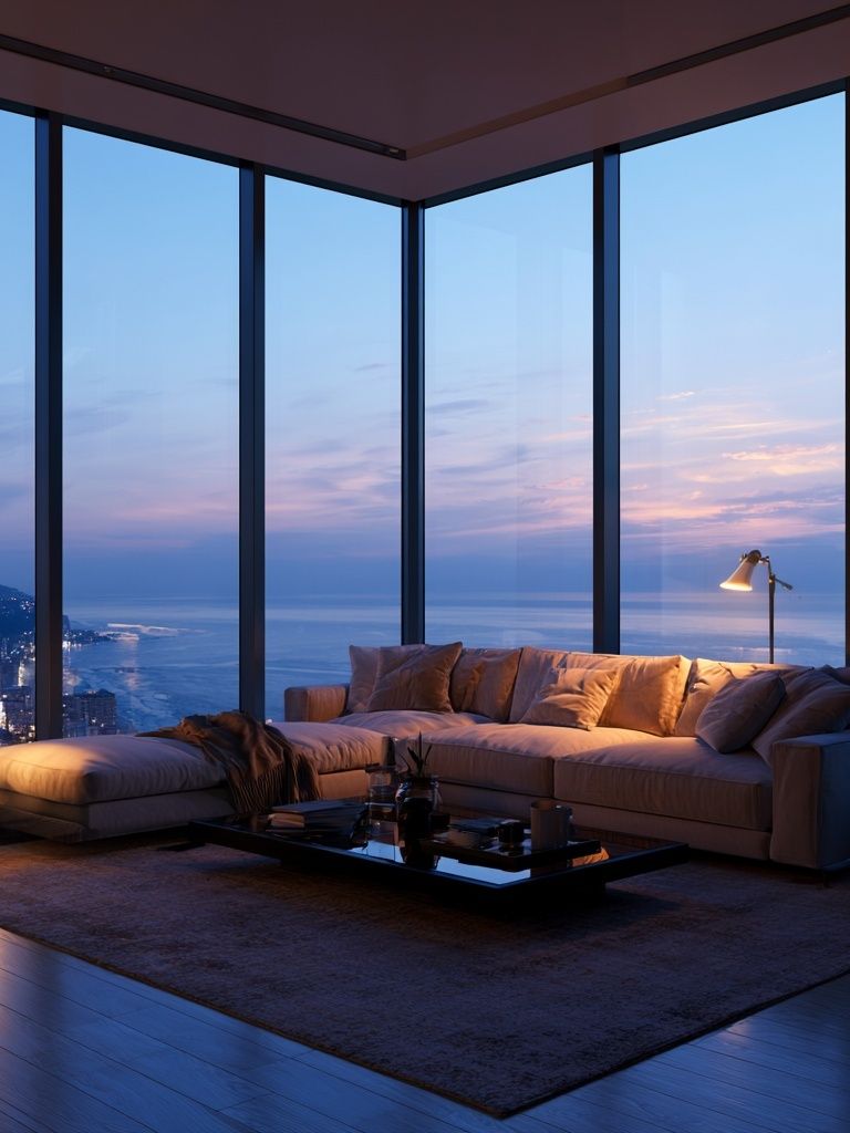 Ocean View Living Room Photography Poster. poster detail