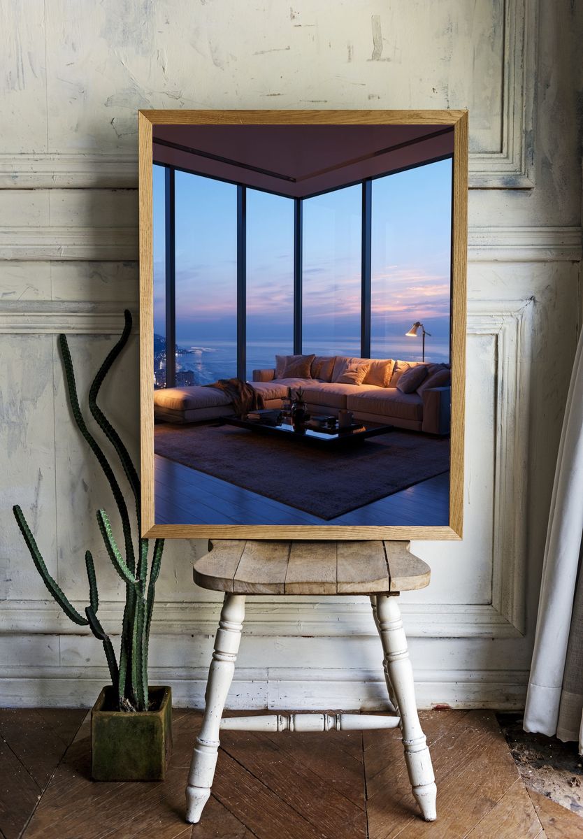 Ocean View Living Room Photography Poster. room preview
