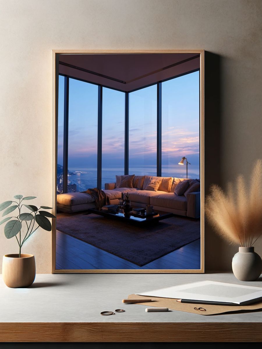Ocean View Living Room Photography Poster. — room view 2