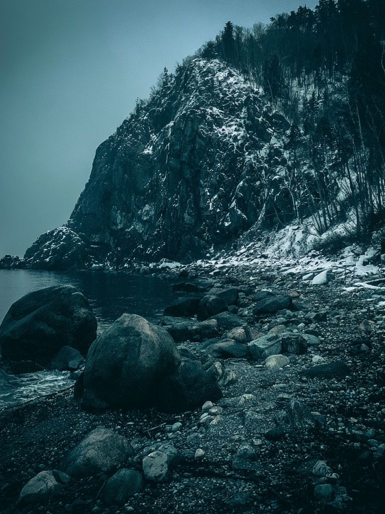 Snowy Coastal Cliff Photography Poster. poster — photography art