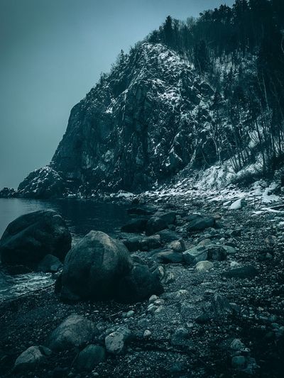 Snowy Coastal Cliff Photography Poster. poster