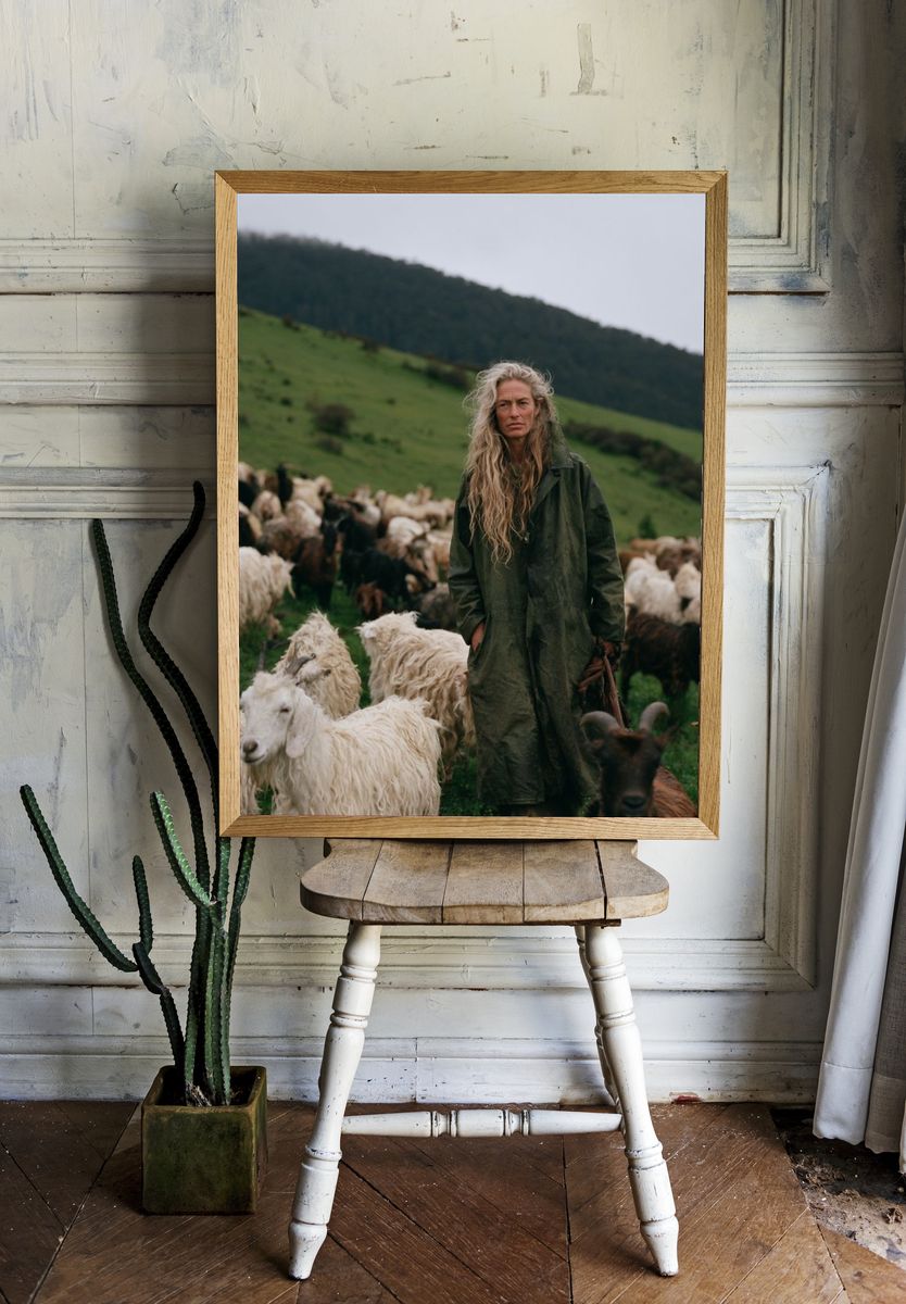 Shepherd in Green Hills Photography Poster. — room view 1