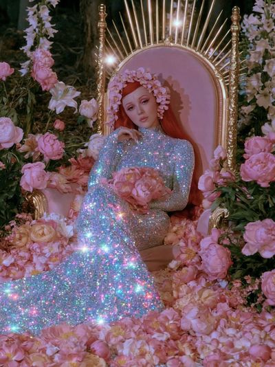 Sparkling Floral Portrait Print.