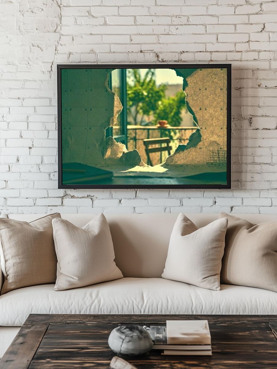 Tropical View Through Broken Wall Poster. — room view 1