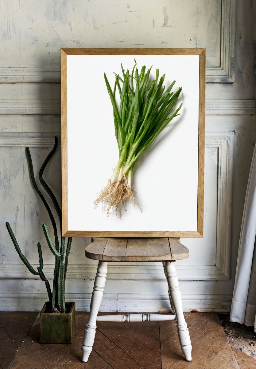 Fresh Green Onion Still Life Poster. — room view 1