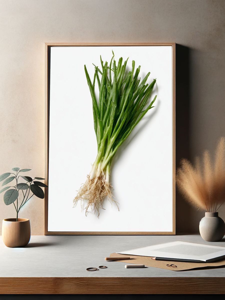 Fresh Green Onion Still Life Poster. — room view 2