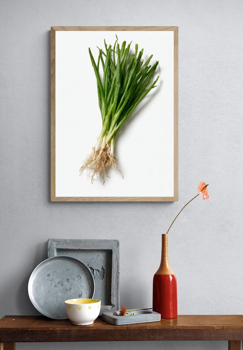 Fresh Green Onion Still Life Poster. — room view 3