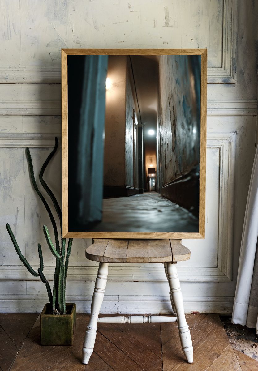 Narrow Hallway Light Photography Poster. — room view 1