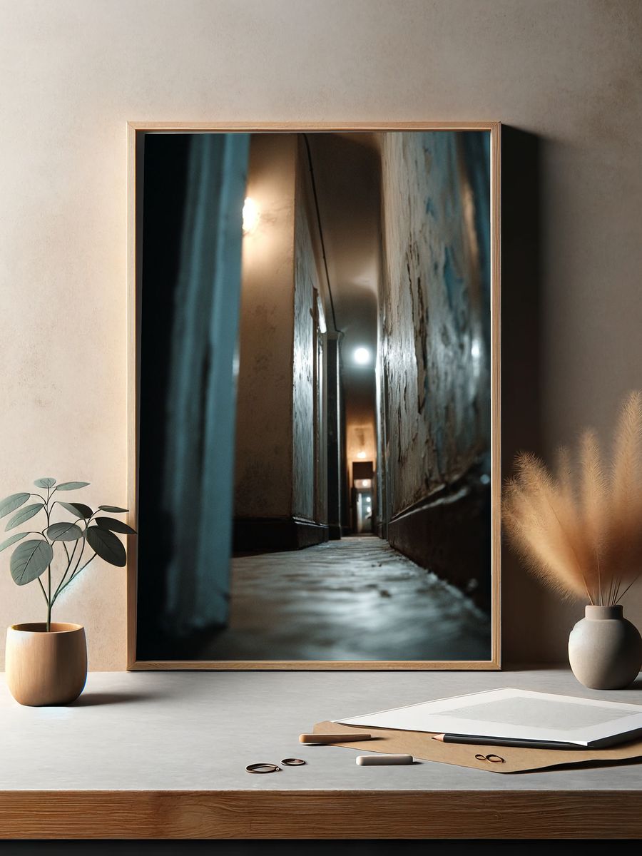 Narrow Hallway Light Photography Poster. — room view 2