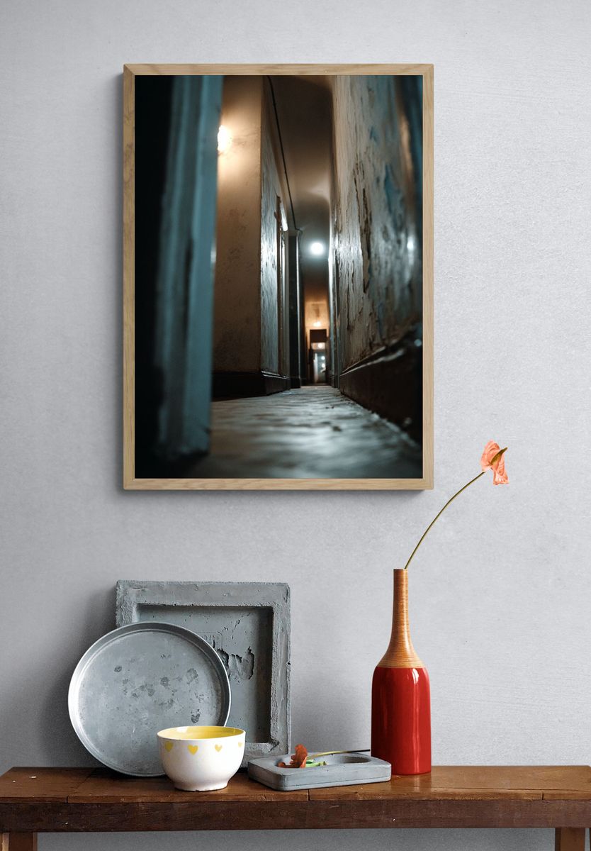 Narrow Hallway Light Photography Poster. — room view 3