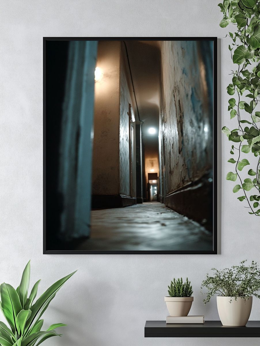 Narrow Hallway Light Photography Poster. — room view 4