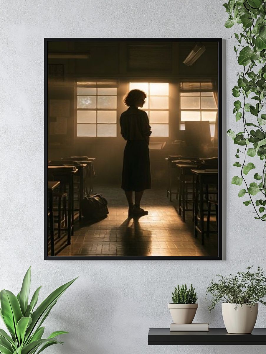 Backlit Classroom Silhouette Photography Poster. — room view 4