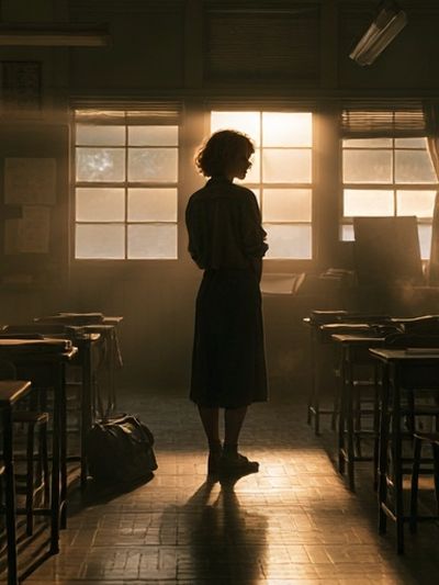 Backlit Classroom Silhouette Photography Poster.