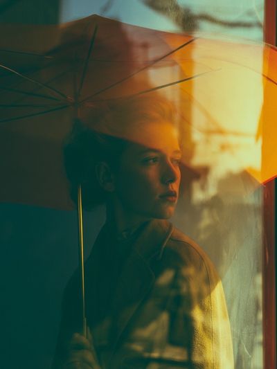 Boy with Umbrella Photography Poster. poster