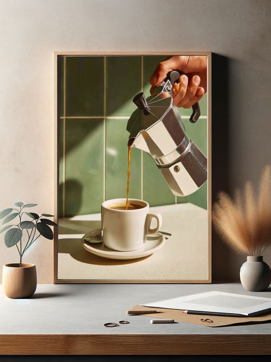 Morning Espresso Coffee Photography Poster. — room view 2