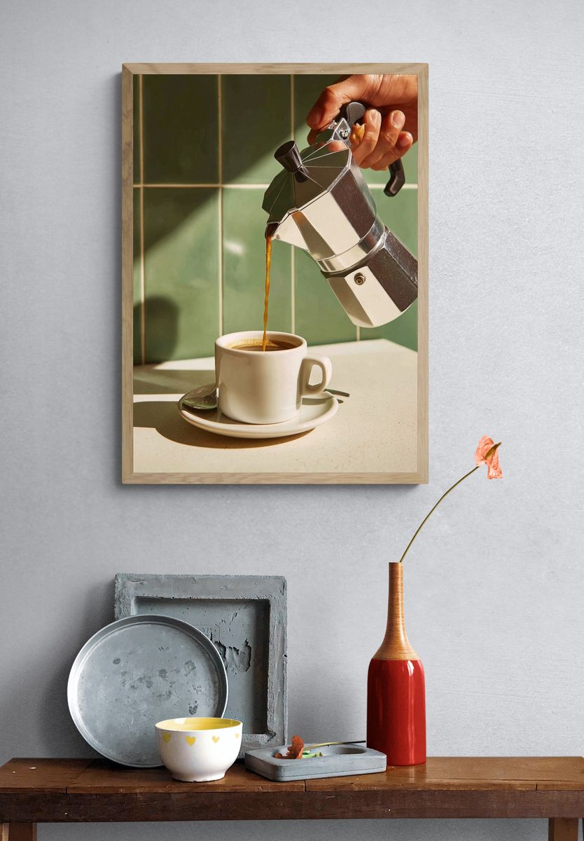Morning Espresso Coffee Photography Poster. — room view 3