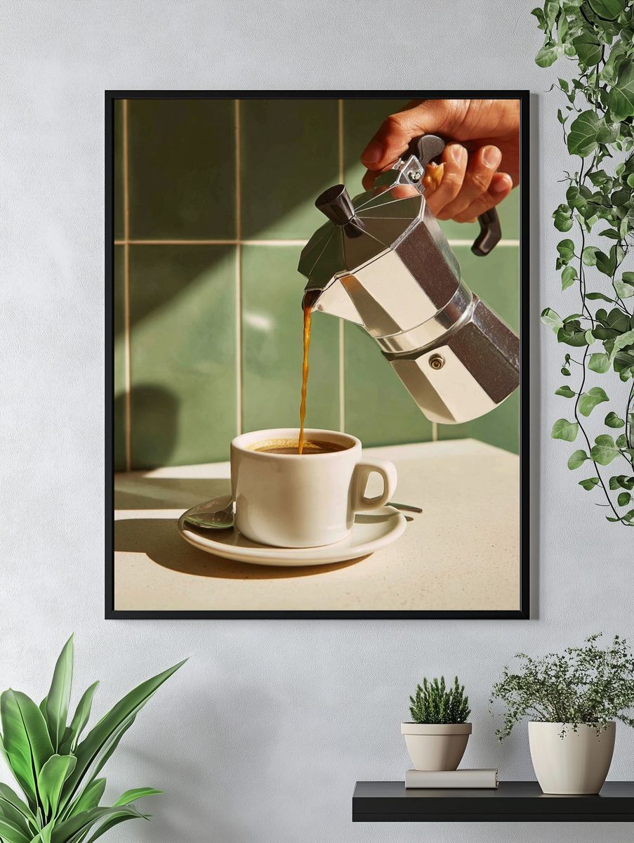 Morning Espresso Coffee Photography Poster. — room view 4