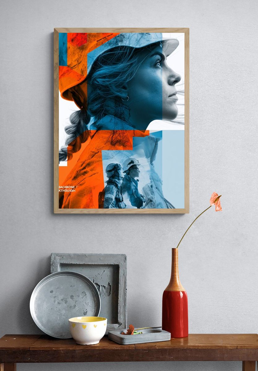 Woman in Helmet Photography Poster. — room view 3